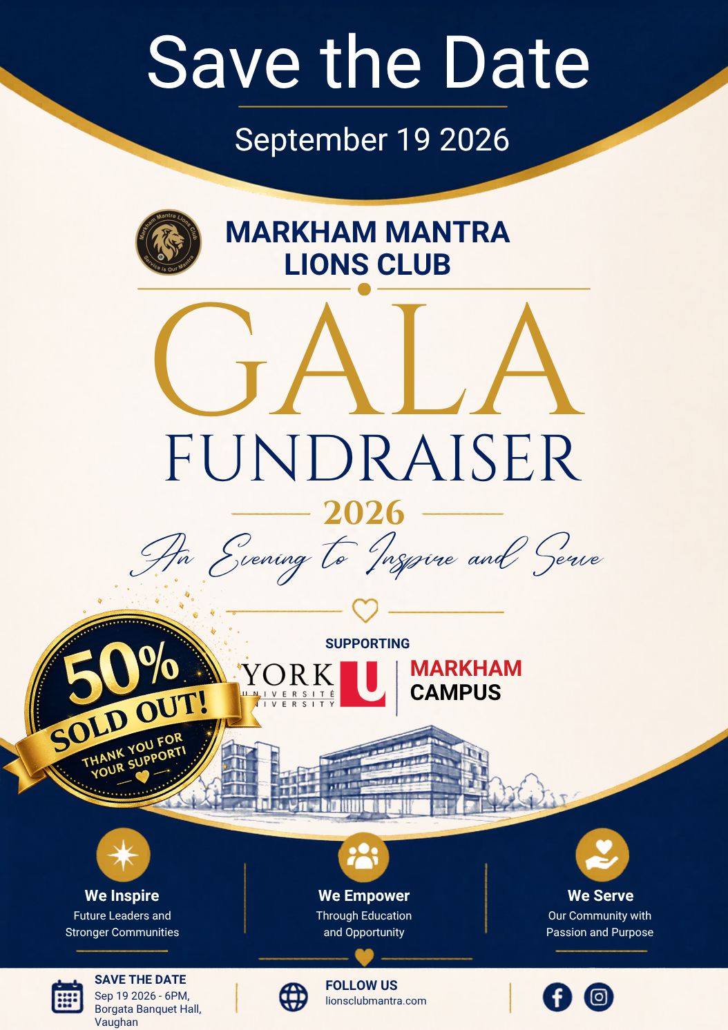 Markham Mantra Lions Club Gala Fundraiser - Save the Date