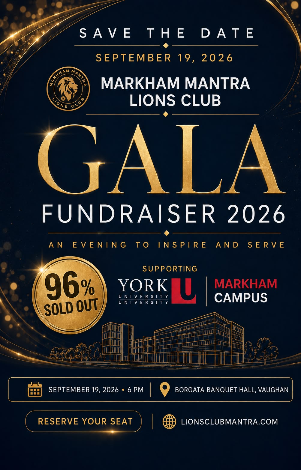 Markham Mantra Lions Club Gala Fundraiser - Save the Date